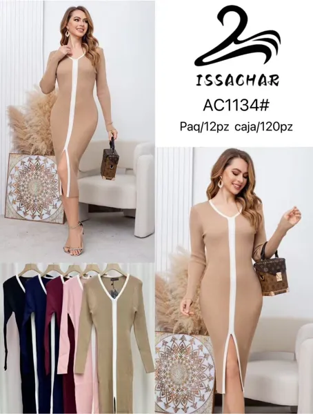 Vestido de punto con abertura frontal