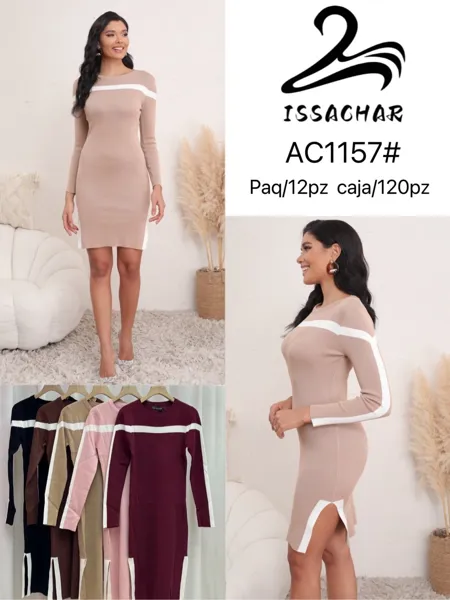 Vestido tejido con aberturas laterales