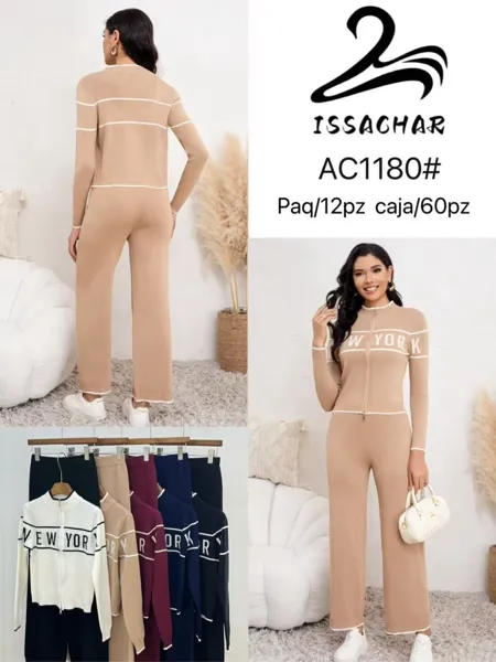 Conjunto de punto con cierre y estampado
