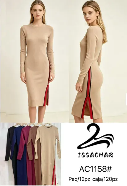 Vestido tejido con abertura lateral