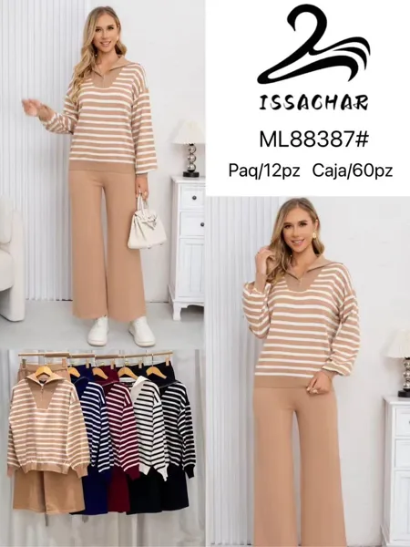 Conjunto de suéter con cierre y pantalón