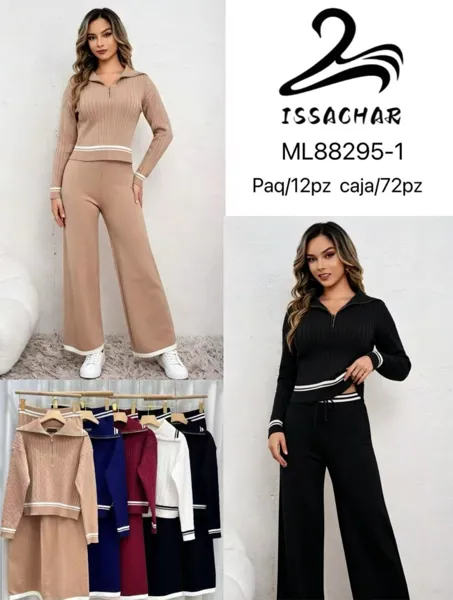 Conjunto de suéter con cierre y pantalón