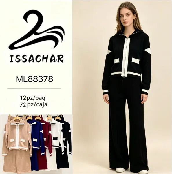 Conjunto de suéter con cierre y pantalón