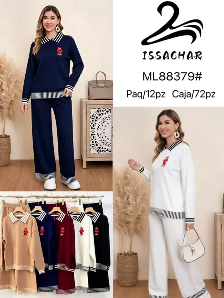 Conjunto de suéter con cuello y pantalón