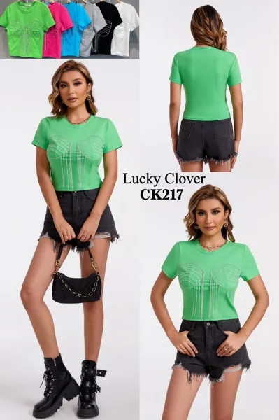 Blusa con diseño de corset y pedrería