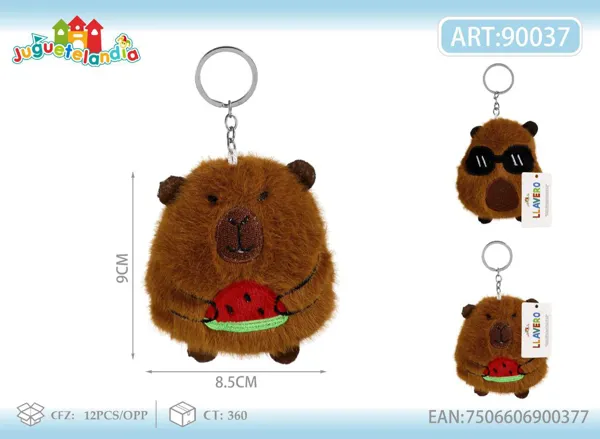 Llavero de peluche de Capibara con frutas (4 pulgadas)