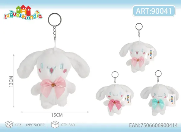 Llavero de peluche de Cinnamoroll con moño (4 pulgadas)