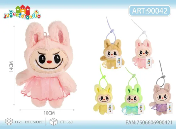 Llavero de peluche de Labubu con vestido (4 pulgadas)