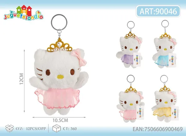 Llavero de peluche de Hello Kitty con vestido (4 pulgadas)