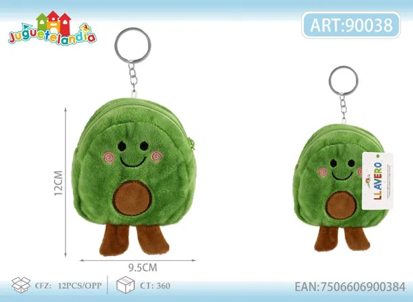 Llavero de peluche de aguacate con mochila (4 pulgadas)