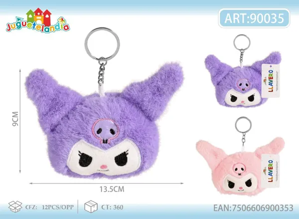Llavero de peluche de cara de Kuromi (4 pulgadas)