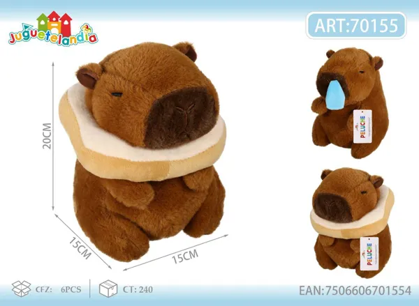 Peluche de Capibara con pan mocoso (8 pulgadas)