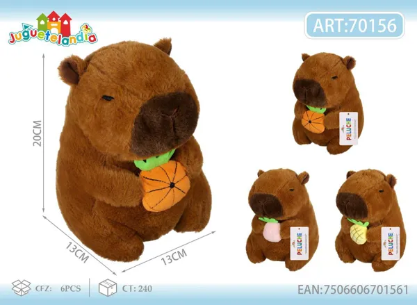 Peluche de Capibara con frutas (8 pulgadas)