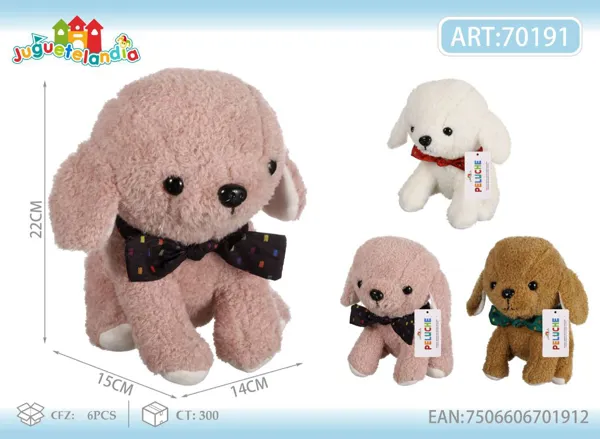 Peluche de perrito con moño (25 cm / 8 pulgadas)