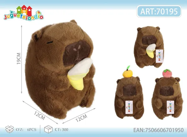 Peluche de Capibara con frutas (22-25 cm)