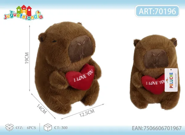 Peluche de Capibara con corazón (20 cm)
