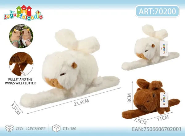 Peluche de cuy con alas tipo pulsera slap (14 cm)