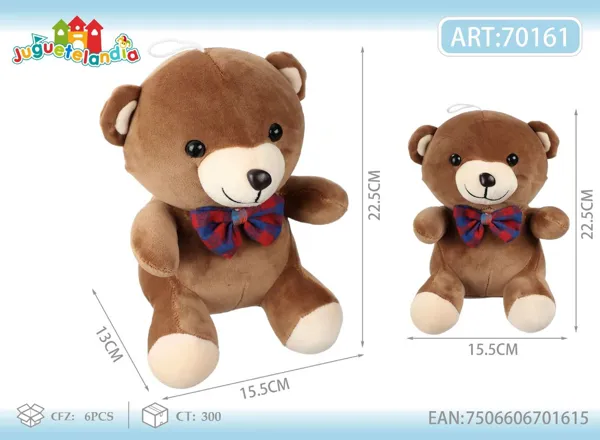 Peluche de oso con moño (21 cm)