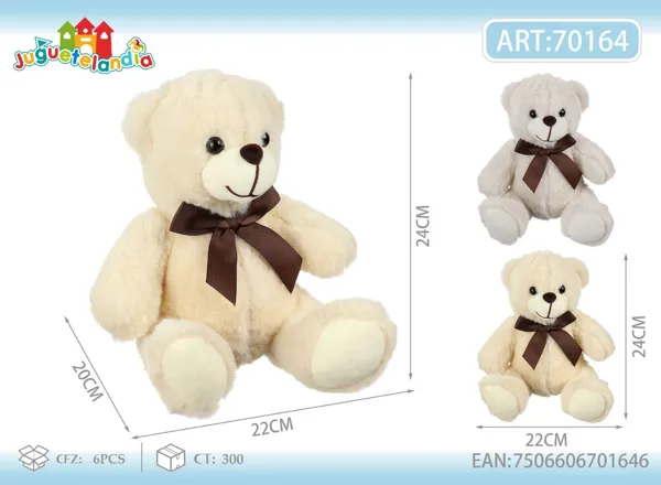 Peluche de oso grande con moño (23 cm)