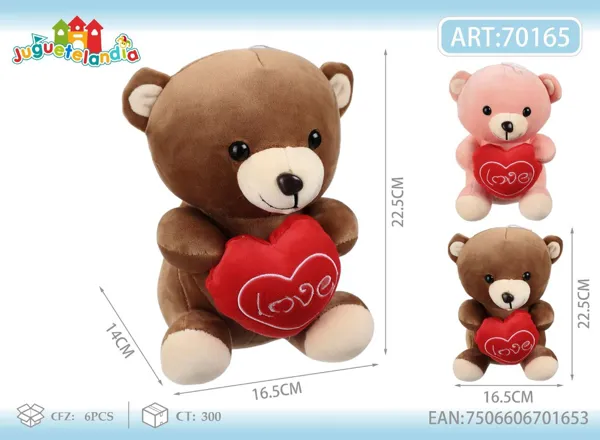 Peluche de oso con corazón (21 cm)