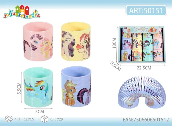 Resorte arcoíris redondo con estampado de pony