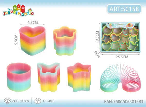 Resorte arcoíris de figuras multicolor mediano