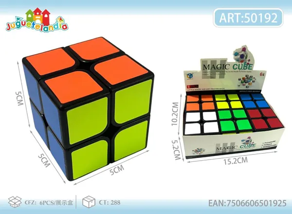 Cubo mágico 2x2 base negra con stickers 5 cm