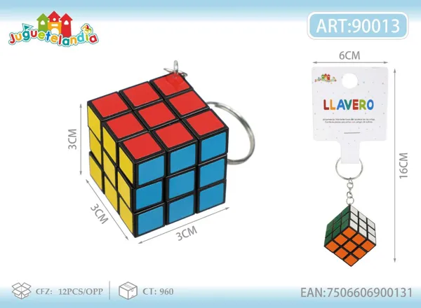 Llavero cubo mágico 3x3 de 3 cm