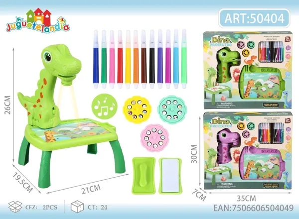 Mesa Proyector de Dibujo con Luz Dinosaurio (3 discos)