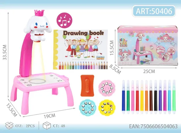 Mesa Proyector de Dibujo con Luz y Música Cinnamoroll (3 discos)