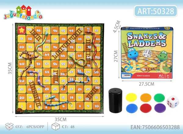Juego de mesa Serpientes y Escaleras (tablero plegable grande)