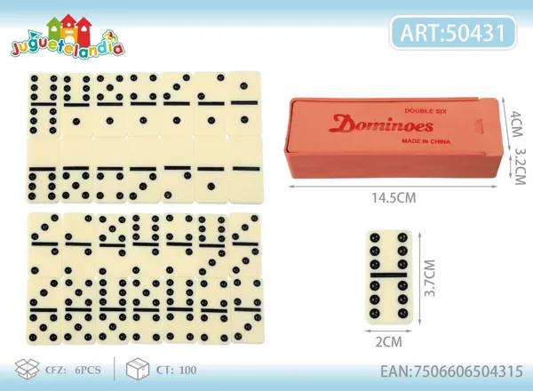 Dominó Doble Seis en caja imitación madera
