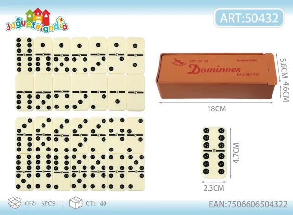 Dominó Doble Seis 28 piezas en caja imitación madera