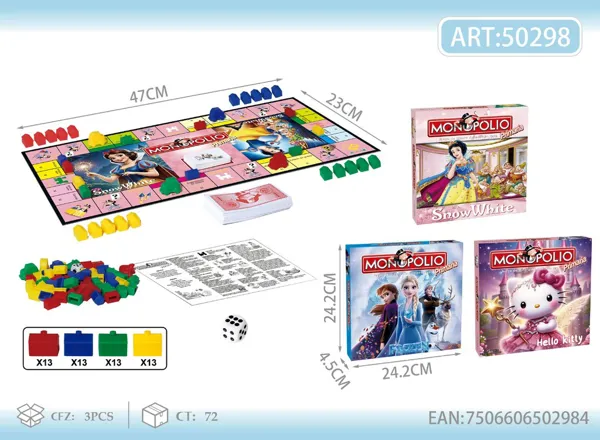 Monopolio infantil en español personajes de caricatura #1 (Blancanieves/Frozen/Hello Kitty)