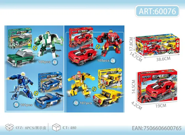 Bloques Auto de Carreras Mecha Transformable 2 en 1