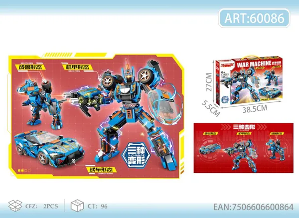 Bloques Mecha Auto de Carreras y Dinosaurio 3 en 1