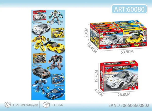 Bloques Auto de Carreras Mecha Transformable 2 en 1