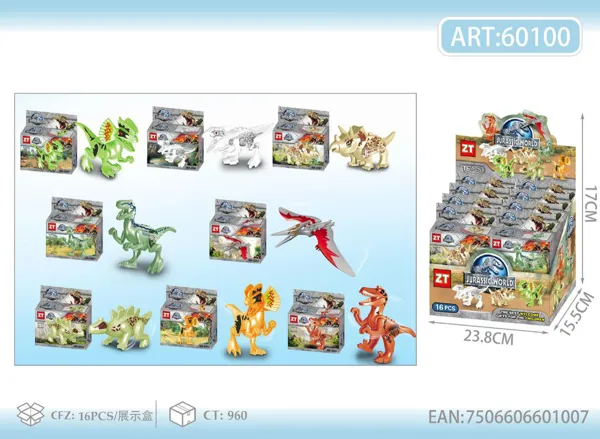 Bloques armables de dinosaurios grandes (8 modelos, caja de exhibición)