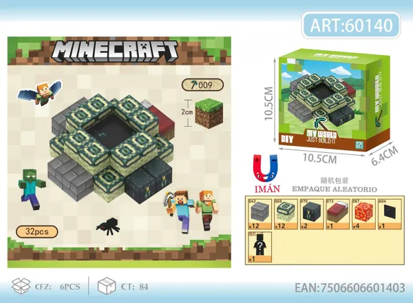 Bloques armables magnéticos Portal del End de Minecraft (32 piezas)
