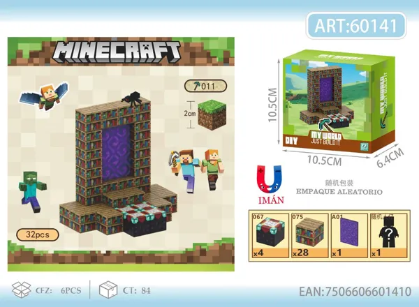 Bloques armables magnéticos Portal del Nether de Minecraft (32 piezas)