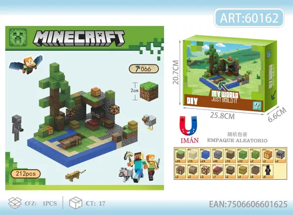 Bloques armables magnéticos Granja de Cosecha de Minecraft (212 piezas)