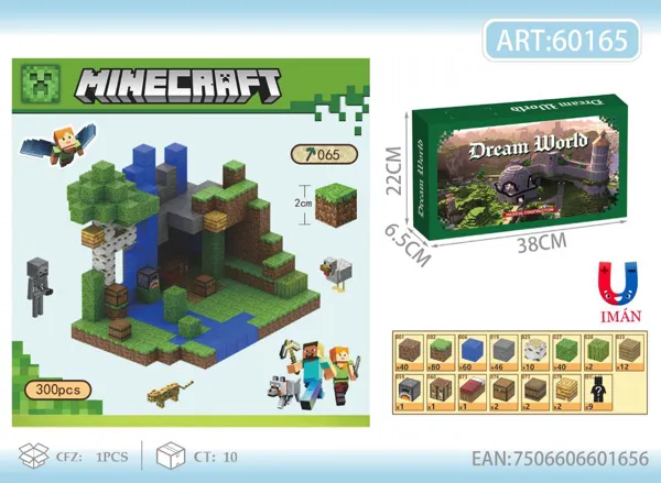 Bloques armables magnéticos Arroyo en la Selva de Minecraft (300 piezas)