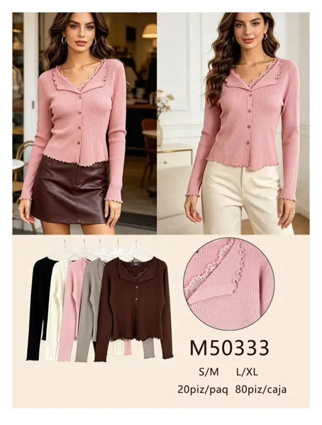 Cardigan con encaje y botones