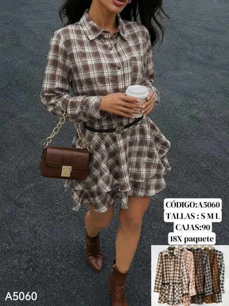 Vestido corto de cuadros