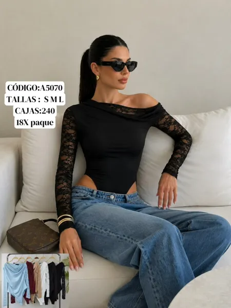 Body de manga larga con encaje