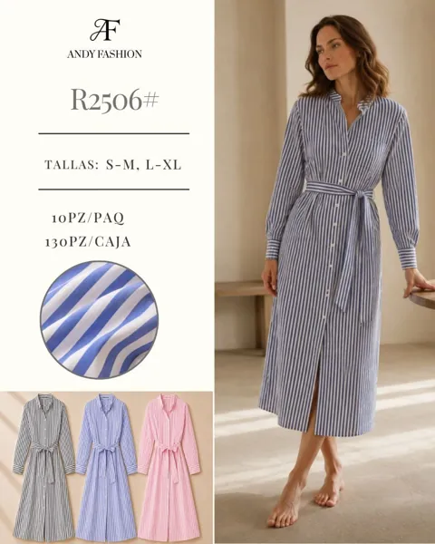 Vestido camisero a rayas con cinturón