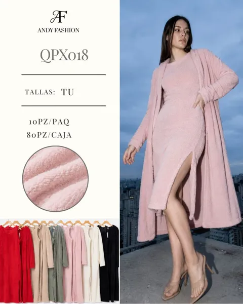 Conjunto de vestido y cárdigan de peluche