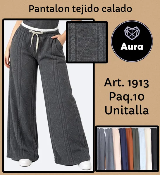Pantalón tejido calado