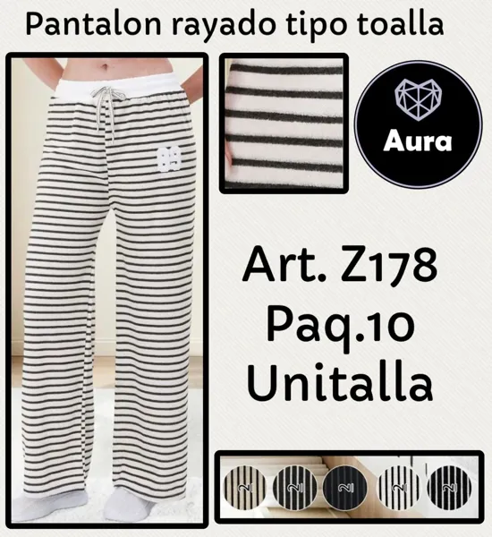 Pantalon rayado tipo toalla