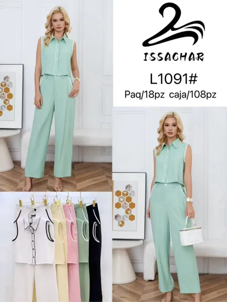 Conjunto de blusa sin mangas y pantalón
